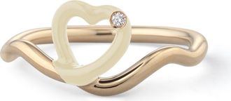 Bea Bongiasca Diamond Enamel Heart Ring in Cream at Nordstrom, Size 6