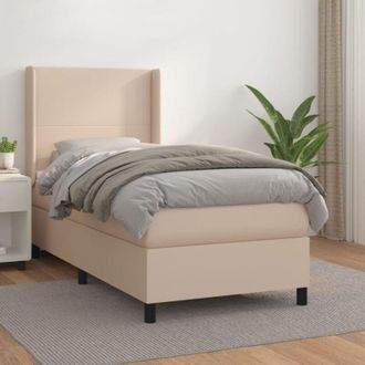 vidaXL Vidaxl - Cama Box Spring Con Colch&oacute;n Cuero Sint&eacute;tico Capuchino 90x190 Cm