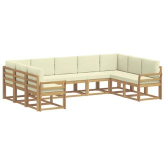 vidaXL Conjunto De Sof&aacute;s De Exterior Con Coj&iacute;n 9 Pcs Blanco Y Crema Vidaxl