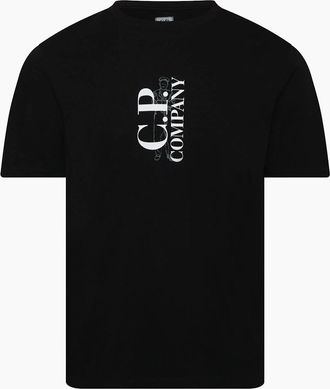 C.P. Company Mens 30/1 Jersey Vertical Logo T-Shirt - Black - Size: 40