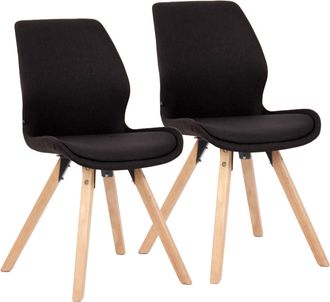 Clp Clp - Set De 2 Sillas De Comedor Luna Con Base De Madera Negro Tela