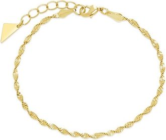 Sterling Forever 14K Plated Blakely Twisted Herringbone Chain Bracelet
