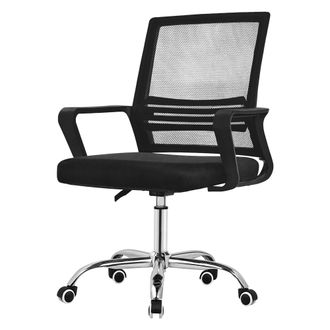 ML Design Ml-design Silla De Oficina Ergon&oacute;mica, Negra, Con Respaldo De Malla Transpirable Y Estructura De Acero, Asiento Giratorio De Ordenador Silla De Escrit