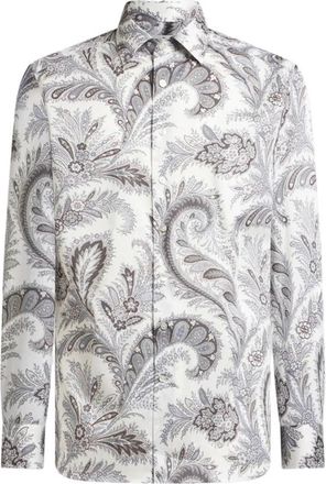 Etro Grijze Paisley Knoop-Down Overhemd - Heren - Casual Overhemden - Veelkleurig - 3XL - Overhemden