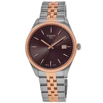 Tissot Ballade Quartz Brown Dial Two-Tone Rose Gold PVD Steel Mens Watch T156.410.22.291.01