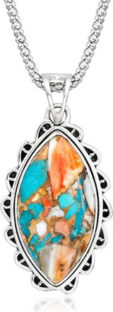 Ross-Simons Marquise Turquoise Pendant Necklace in Sterling Silver