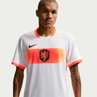 Nike Netherlands 2026 Stadium Away Nike Mens Dri-FIT Soccer Replica Jersey in White | IB5391-100