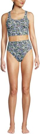 Lands End Tugless Tankini Top and High Waisted Bottom Swimsuit Set in White/lilac Multi Ditsy Floral at Nordstrom, Size Xx-Small