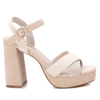 Xti Womens Heeled Suede Sandals In Beige