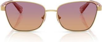 Ralph Lauren 56mm Oversize Gradient Irregular Sunglasses in Shiny Gold/gradient Rose at Nordstrom