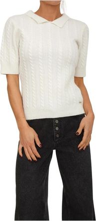 Fracomina Maglia V-neck Knit - Dames - V-hals truien - Wit - S - Wol - Truien & Vesten