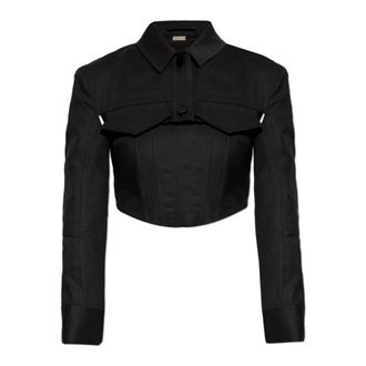 Cult Gaia Jassen, Dames, Zwart, M, Katoen, Korte jas Issa