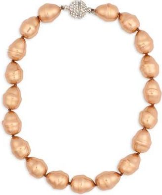 Kenneth Jay Lane Baroque Faux Pearl & Pavé Ball Necklace in Gold Pearl at Nordstrom Rack