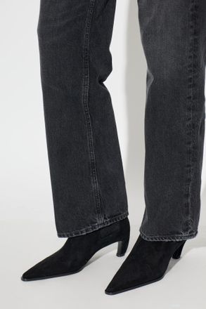 Tory Burch Romy Suede Heeled Ankle Boots, Womens, Black