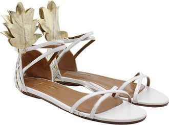 Aquazzura Womens Leather Pina Colada Flat Sandal (Authentic Pre-Loved)