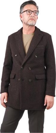 AT.P. CO Double-Breasted Pied de Poule Jas - Heren - Blazers - Bruin - XL - Wol - Jassen