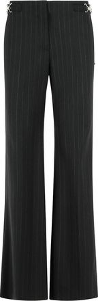 Sportmax Alcamo Black Chevron Wool Flared Pants
