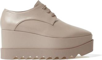 Stella McCartney Schoenen, Dames, Beige, 38 1/2 EU, Platform Lace-up Wedge