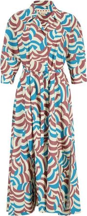 Marni Katoenen Maxjurk - Dames - Shirt Kleedjes - Veelkleurig - XS - Katoen - Kleedjes