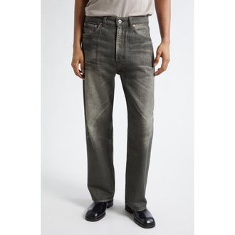 Our Legacy Third Cut Trompe lOeil Straight Leg Jeans in Digital Black Aurora Print at Nordstrom, Size 30