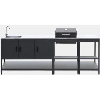 Sweeek Cucina esterna acciaio inossidabile con barbecue a carbone, 3 moduli