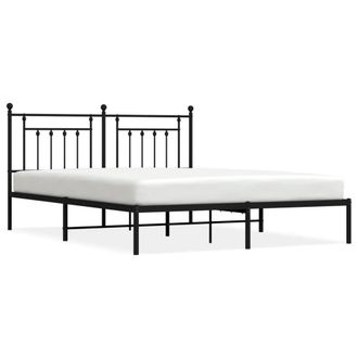 Berkfield Home Metal Bed Frame with Headboard Black 160x200 cm