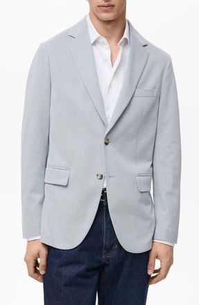 Mango Slim Fit Textured Cotton Blend Sport Coat in Sky Blue at Nordstrom, Size 44