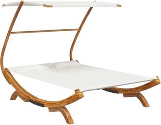 vidaXL Vidaxl - Tumbona con dosel madera maciza curvada crema 165x203x138 cm