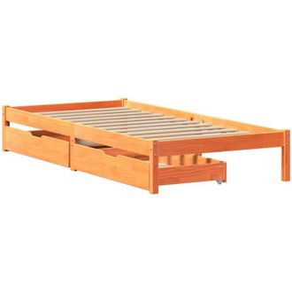 vidaXL Cama Sin Colch&oacute;n Madera Maciza De Pino Marr&oacute;n Cera 100x200 Cm Vidaxl