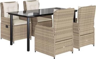 vidaXL Set Comedor De Jard&iacute;n 5 Pzas Con Cojines Rat&aacute;n Sint&eacute;tico Beige Vidaxl