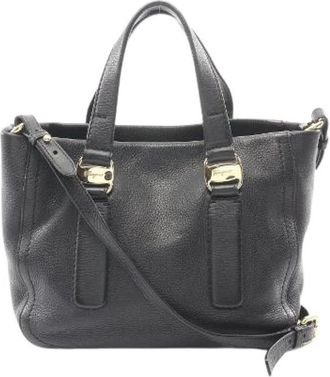 Ferragamo Pre-owned Gancini 2way leren handtas - Dames - Vintage Handtas - Zwart - ONE Size - Leer - Vintage