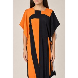 Burberry WomenS Orange Black Colorblock Dress, Size 2