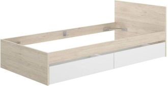 Dmora Letto singolo Arcade, Sommier per camera da letto, Giroletto per stanza, Struttura porta materasso, 96x195 h67 cm, Bianco e Rovere - Dmora