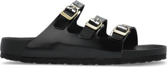 Birkenstock Florida D-gesp Exquisite Shine Zwart, natuurlijk leer