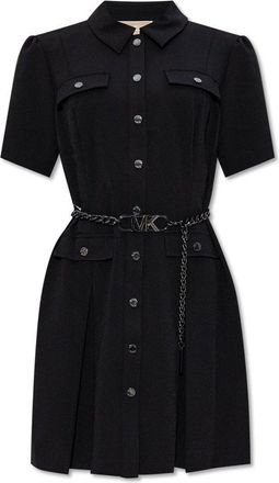 Michael Kors Stretch Crepe Belted Shirtdress