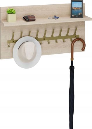 OEM Perchero Loft De 70 Cm - Oro + Roble Sonoma, S&oacute;lido Y Elegante
