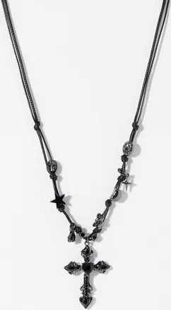 Le 31 Mens Gothic cross cord necklace