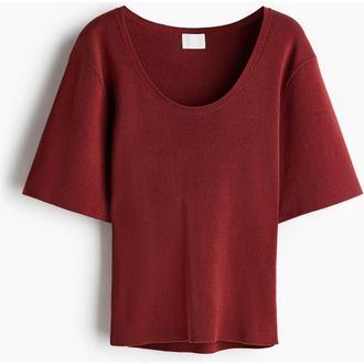 H&M Fine-knit T-shirt in Dark Red at Nordstrom, Size Xx-Large