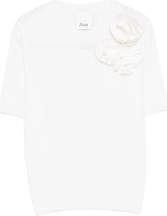 Allude T-shirt met bloemapplicatie - Wit