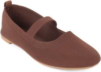 Elie Tahari Ambrosia Knit Mary Jane Flat in Dark Brown at Nordstrom, Size 5.5