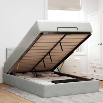 vidaXL Vidaxl - Estructura Cama Otomana Colch&oacute;n Terciopelo Gris Claro 120x200cm