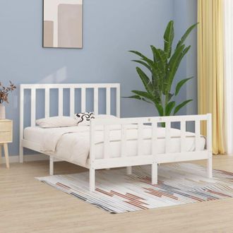 vidaXL Estructura De Cama De Madera Maciza Blanca 160x200 Cm Vidaxl