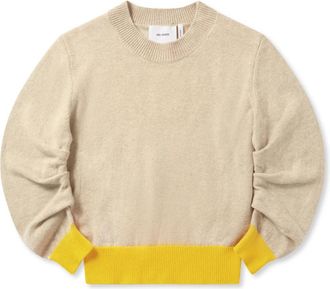 Axel Arigato Rina Gathered Sweater - Dames - Ronde hals truien - Beige - XS - Katoen - Truien & Vesten