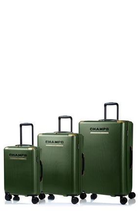Champs Luggage Luxe II 3-Piece Hardside Spinner Suitcases in Green at Nordstrom Rack