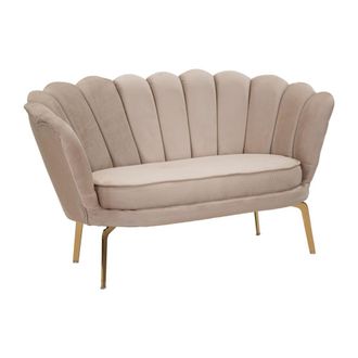Mauro Ferretti Sof&aacute; de tela beige con patas doradas 136x76x78 cm