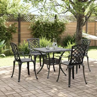 Berkfield Home 5 Piece Garden Dining Set Black Cast Aluminium