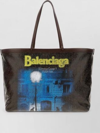 Balenciaga shopping large canvas printed tote bag