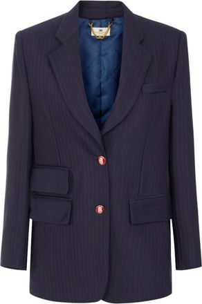 Elisabetta Franchi Giacca in fresco lana gessato - - Jackets - Donna - Blu - L