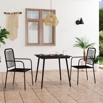 vidaXL Set De Comedor De Jard&iacute;n 3 Pzas Cuerda De Algod&oacute;n Y Acero Negro Vidaxl