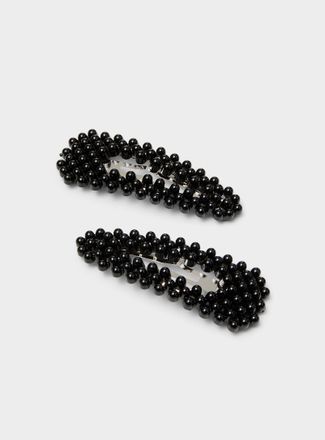 Simons Womens Embossed bead barrettes Set of 2